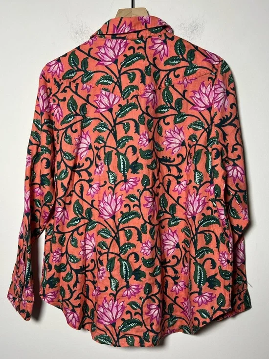 Sundance Willow 100% Linen Floral Snap Button-Down Shirt Southwestern Bohemian - Picture 9 of 12